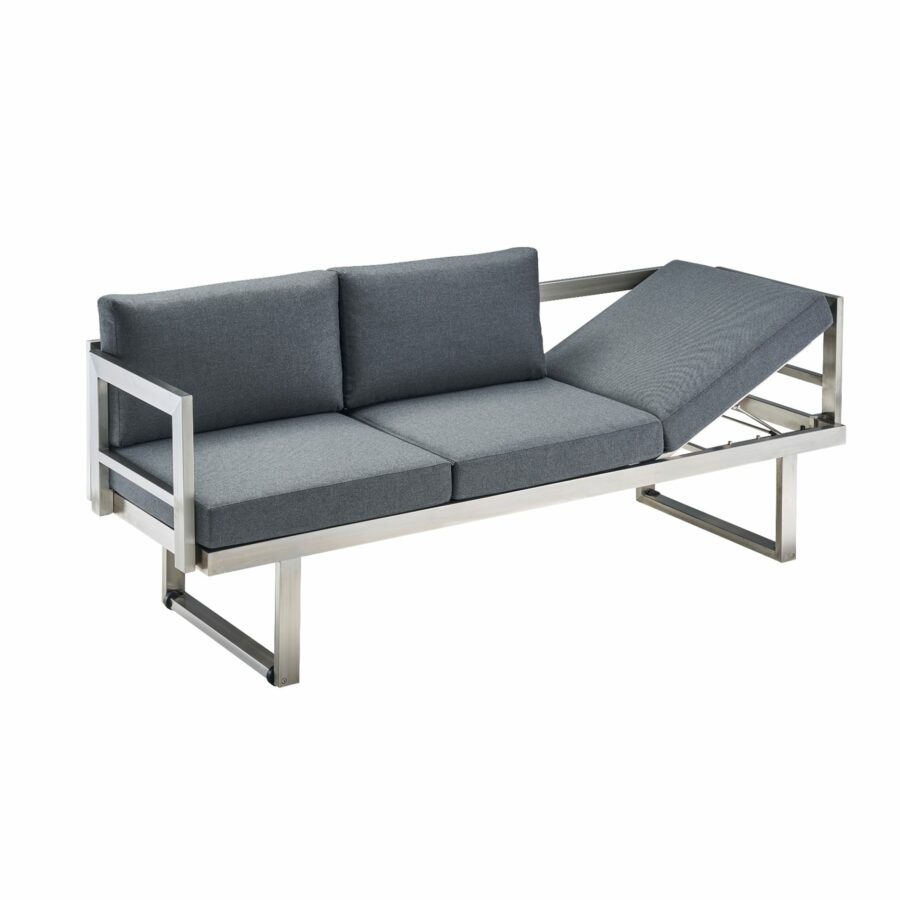 CASA DOMA Aragona DINING 3-Sitzer Loungesofa, Gestell Edelstahl, Polster Tuvatextil® Panama grafito