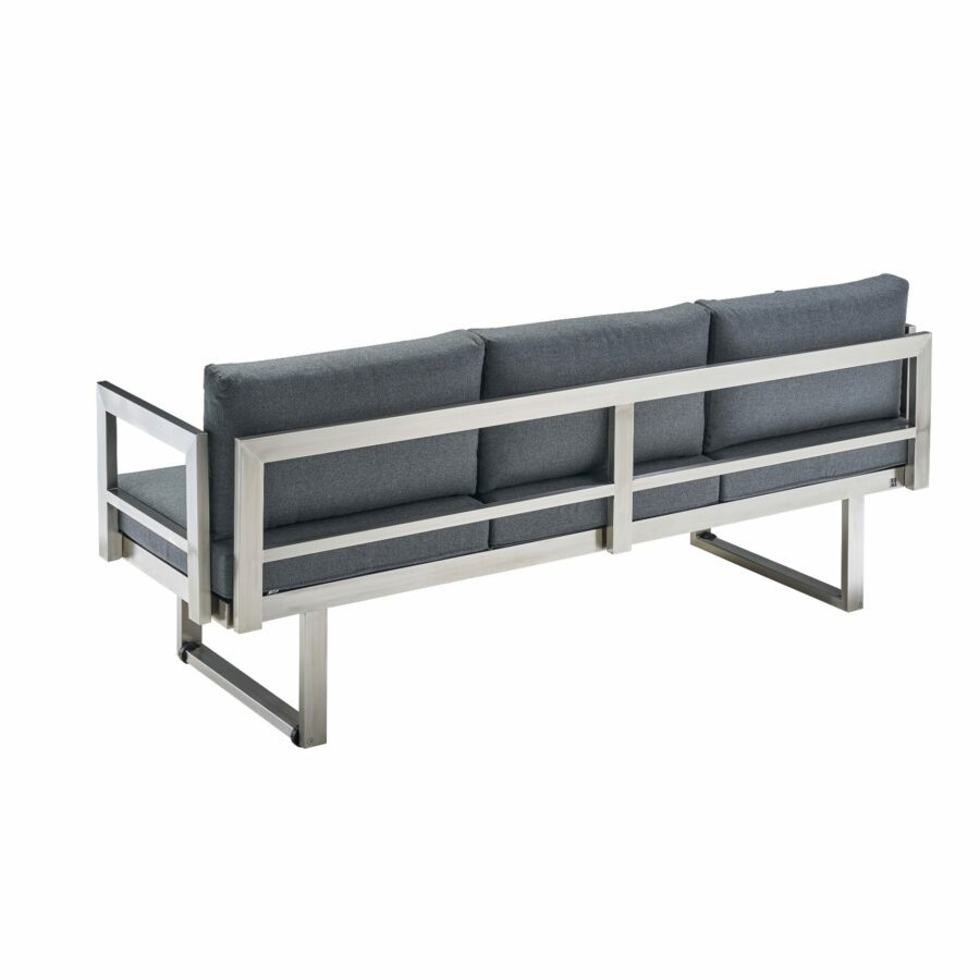 CASA DOMA Aragona DINING 3-Sitzer Loungesofa, Gestell Edelstahl, Polster Tuvatextil® Panama grafito