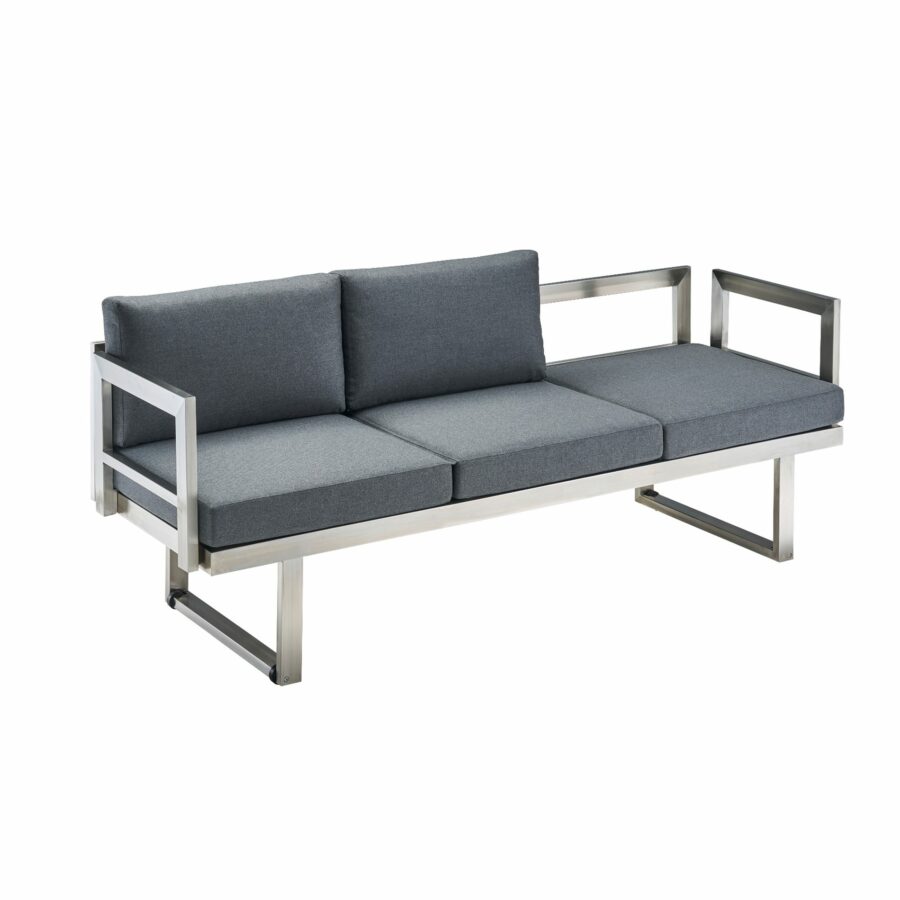 CASA DOMA Aragona DINING 3-Sitzer Loungesofa, Gestell Edelstahl, Polster Tuvatextil® Panama grafito