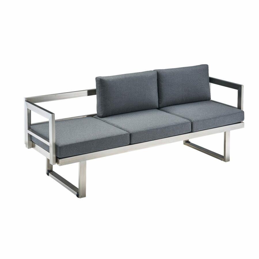 CASA DOMA Aragona DINING 3-Sitzer Loungesofa, Gestell Edelstahl, Polster Tuvatextil® Panama grafito