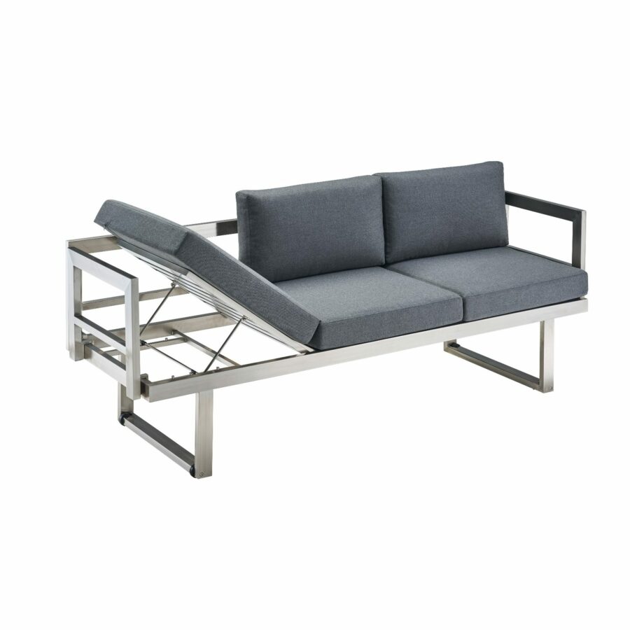 CASA DOMA Aragona DINING 3-Sitzer Loungesofa, Gestell Edelstahl, Polster Tuvatextil® Panama grafito