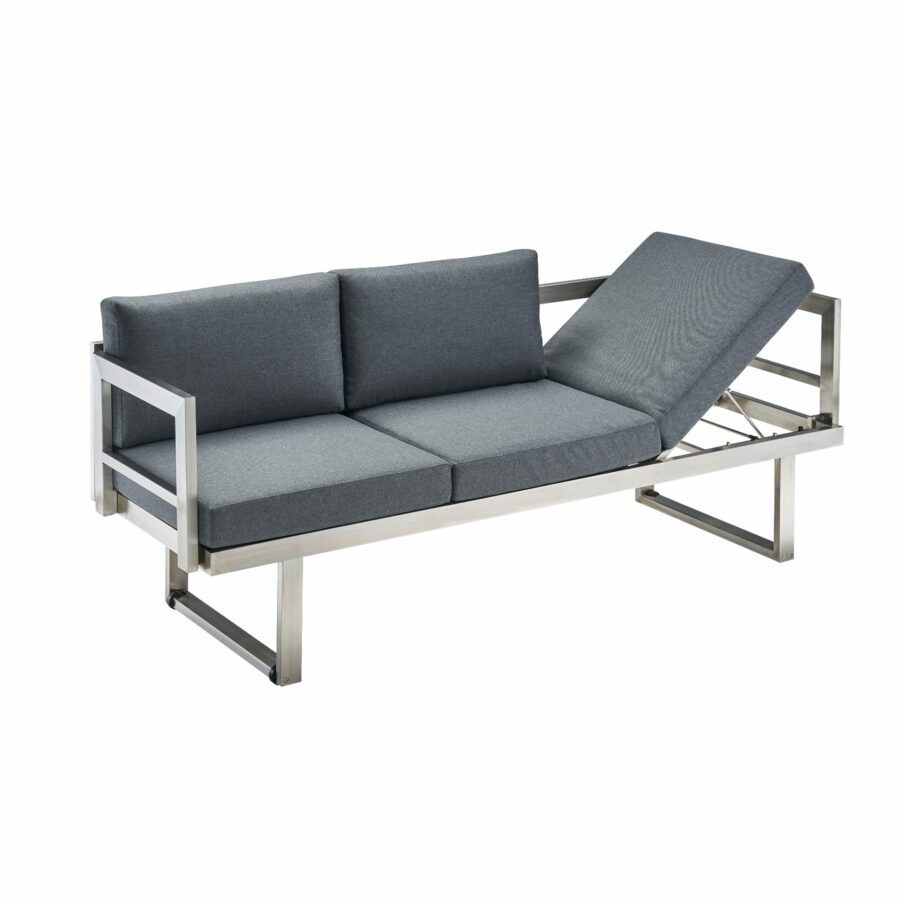 CASA DOMA Aragona DINING 3-Sitzer Loungesofa, Gestell Edelstahl, Polster Tuvatextil® Panama grafito