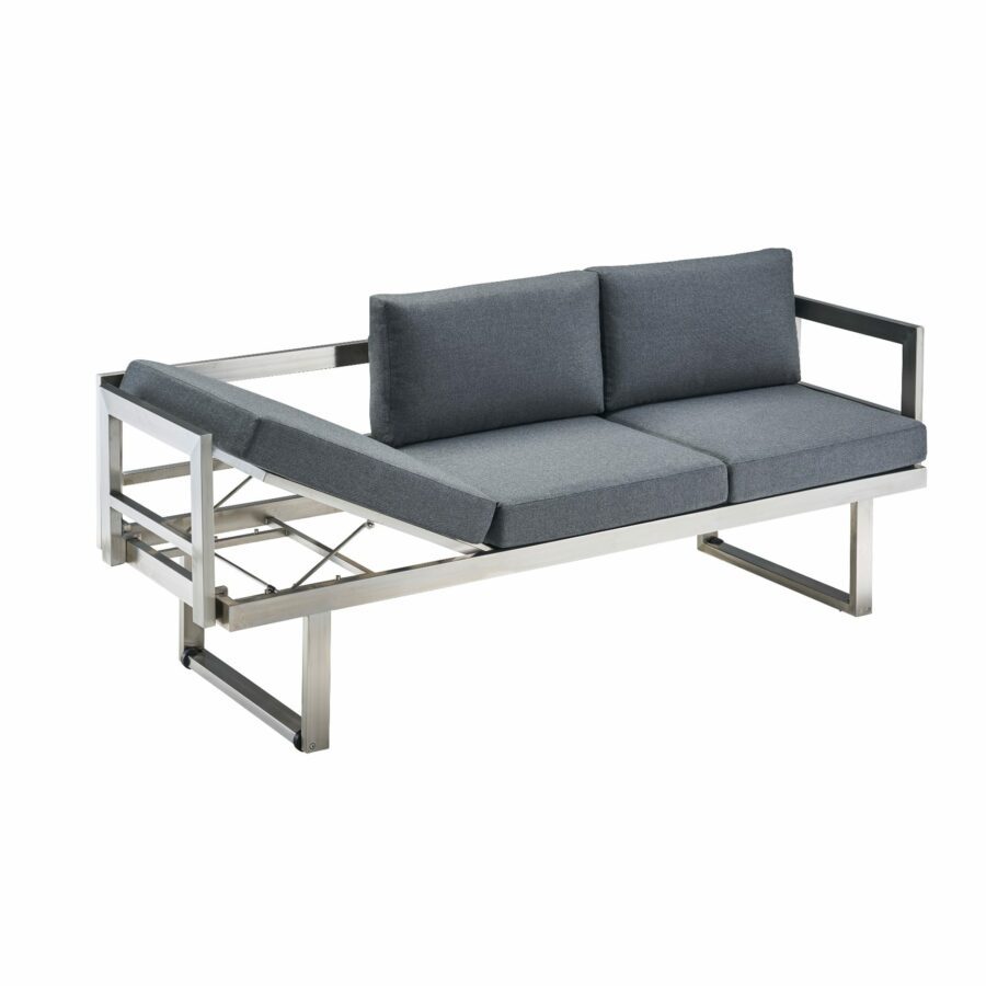 CASA DOMA Aragona DINING 3-Sitzer Loungesofa, Gestell Edelstahl, Polster Tuvatextil® Panama grafito