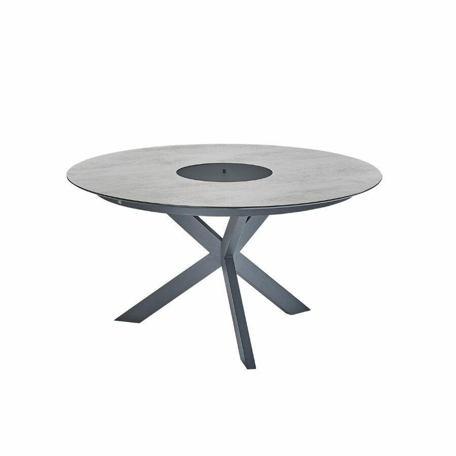 CASA DOMA Rosano Tisch 138 cm, Edelstahl anthrazit, HPL Chromix silber